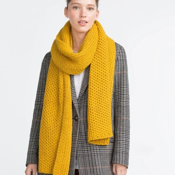 Mustard Yellow Ribbed Scarf - Picture 7 of 7